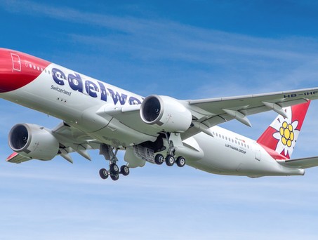Die HB-IHF von Edelweiss: Der A350 fliegt auf 43'000 Fuss.