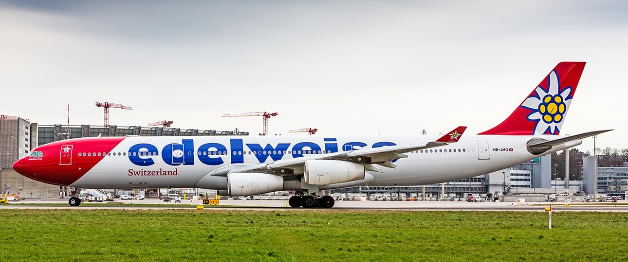 Airbus A340 von Edelweiss: Im April für Swiss in Europa unterwegs.