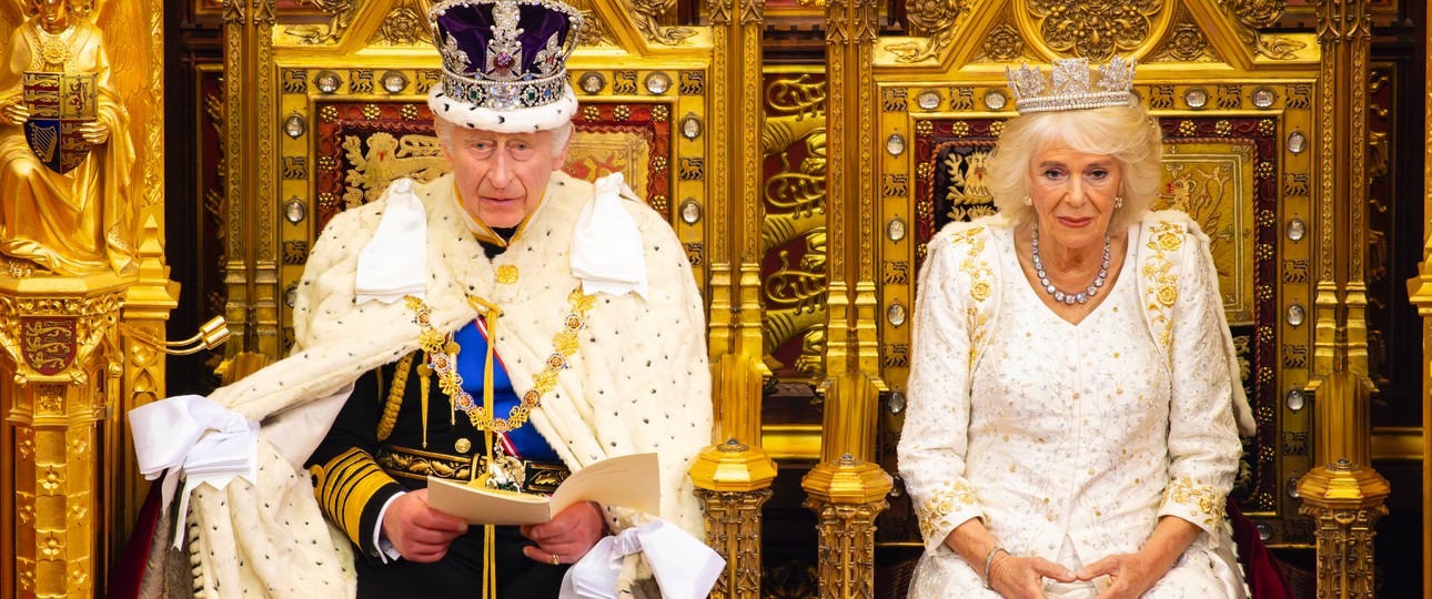 König Charles bei seiner Rede: Nicht alle hatten Freude.