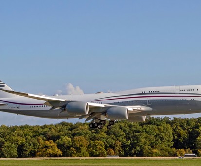 Boeing 747-8 mit dem Kennzeichen A7-HBJ: Bekommt sie Donald Trump als Übergangs-Air Force One?