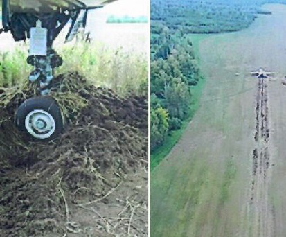 Das eingegrabene Fahrwerk, die Landestrecke: Die Crew von Ural Airlines hatte Glück.