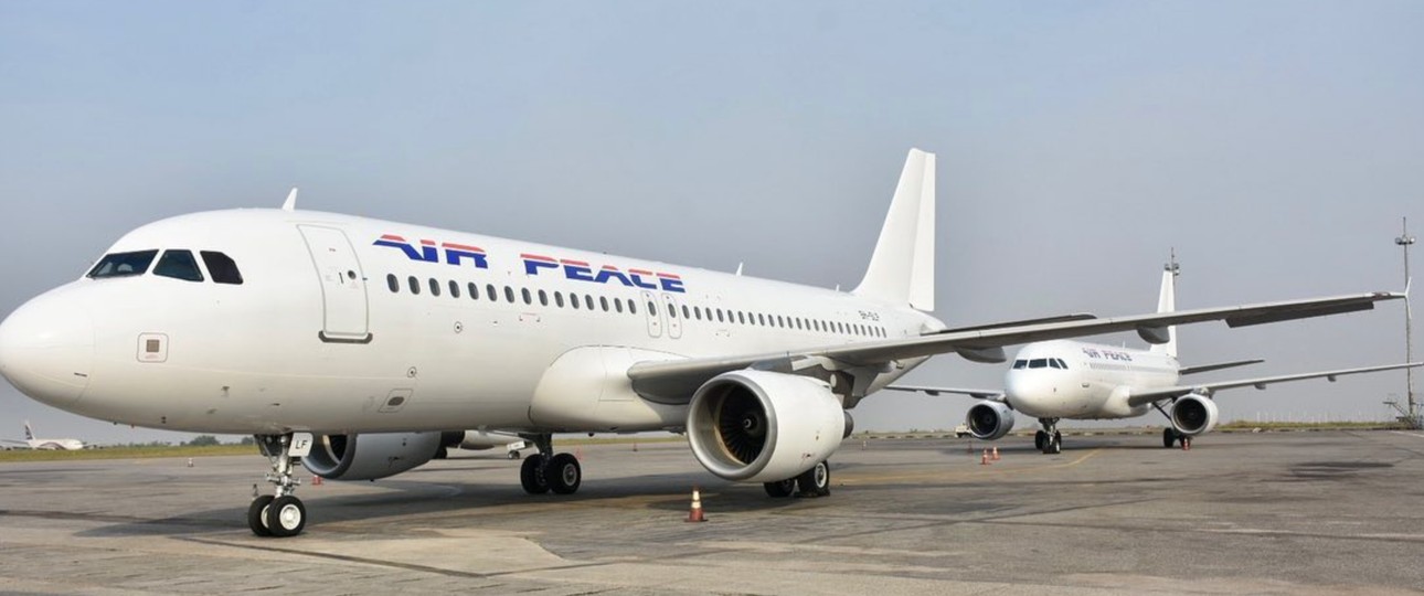 Ein Airbus A320 der Air Peace: Die Airline sieht sich der Sabotage ausgesetzt.