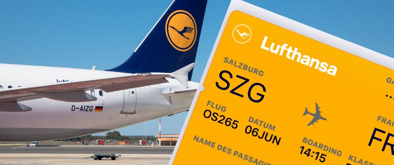 Lufthansa-Jet und Ticket: Hohe Rückzahlungen sind fällig.