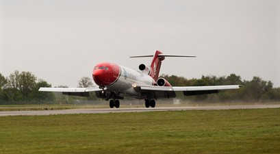 Boeing 727 landet am 28. April am Flughafen Doncaster Sheffield: Es war die erste Landung eines großen Flugzeugs seit 2022.