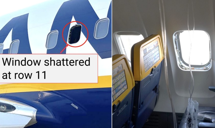 Von außen und innen zu sehen: der Fenster-Schaden an der Boeing 737.