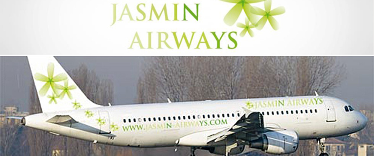 Logo und Flieger in den Farben von Jasmin: Auf dem Flughafen in Enfidha plante die Charterairline ihre Basis.