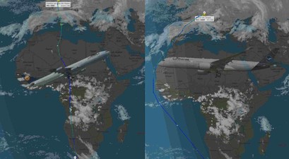 LH576 und LH574 flogen am 25.Oktober beide nach Kapstadt. Nur die Routen waren unterschiedlich.