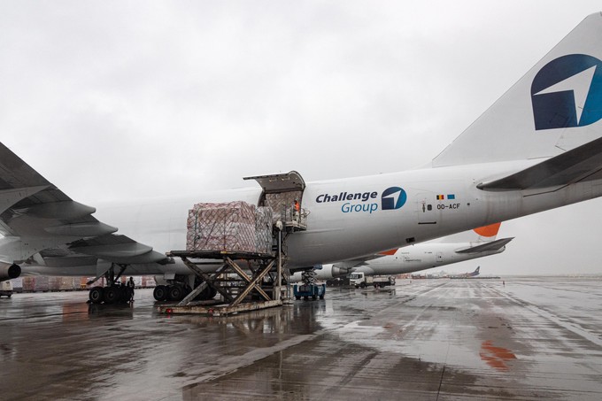 Voll mit Fracht: In die Boeing 747-400ERF passen 112 Tonnen Fracht