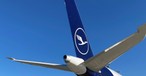 Leitwerk eines Airbus A350 von Lufthansa: Im Februar auf Falkland zu Gast.