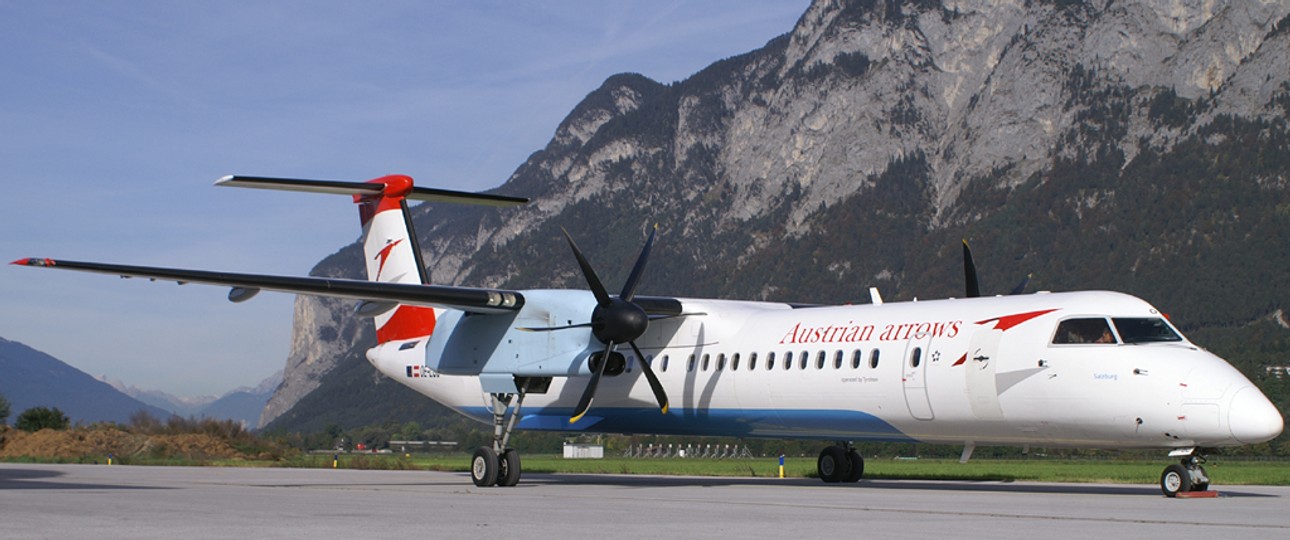 De Havilland Canada Dash 8 von AUA in Innsbruck: Eins die erste Basis.