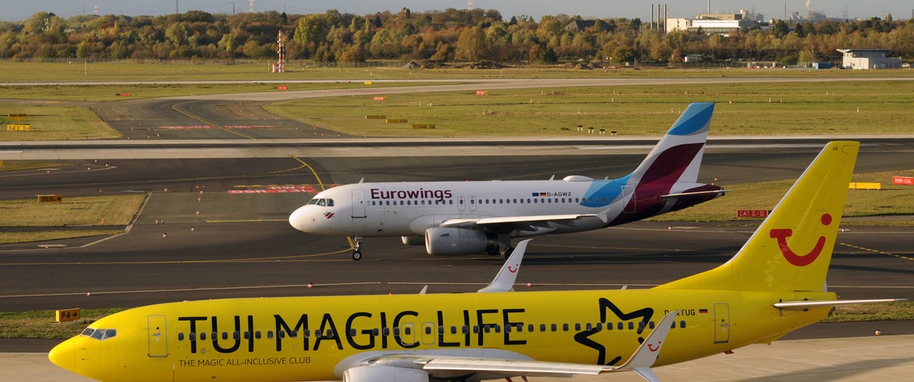 Jets von Tui und Eurowings in Düsseldorf: Die ausländische Konkurrenz wächst in Deutschland.
