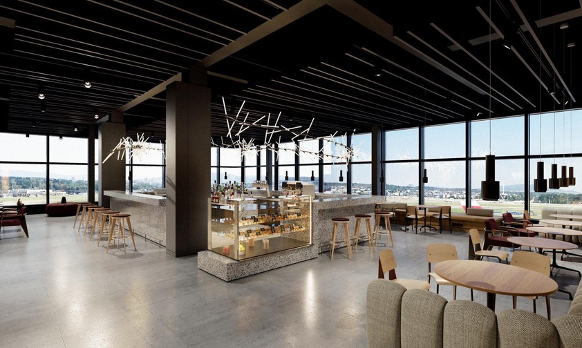 Darstellung der neuen Senator-Lounge im Dock B: Swiss baut neue Lounges am Flughafen Zürich.