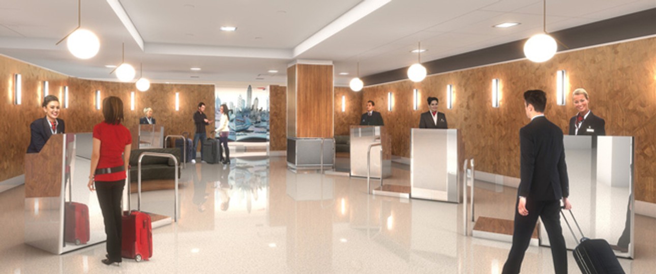 Check-in für Premium-Passagiere: British Airways zeigt in Visualisierungen, wie Terminal 7 am JFK Airport bald aussehen soll.