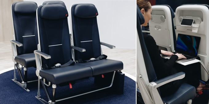 Der Expliseat-Sitz names Tiseat, den Air France für die Embraer E190 ihrer Tochter ...