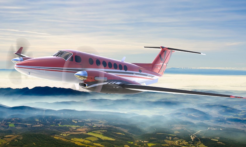So sieht die Sonderedition der King Air 360 aus: Die Lackierung soll an die Anfänge des Flugzeugs erinnern.