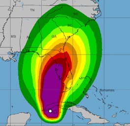 Erwartete Windstärken von Ian in Florida: Heftige Sturmfluten.