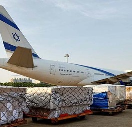 Transportgüter vor einer Boeing 777: Derzeit nur Frachtflüge bei El Al.