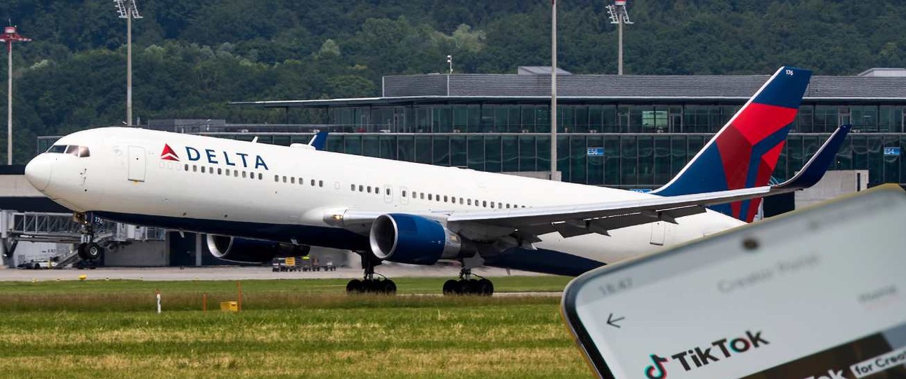 Boeing  767-300 von Delta: Die Airline verbietet Beschäftigten Tiktok.