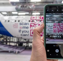 Airbus A321 XLR: Die dritte Testmaschine ziert ein QR-Code zum Scannen.