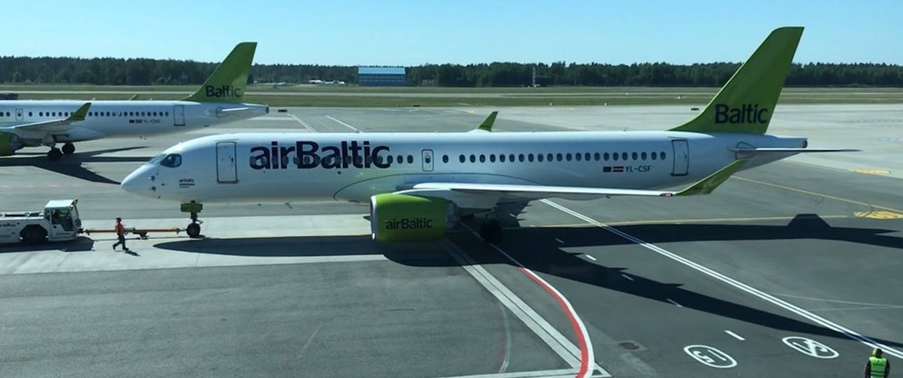 Airbus A220 von Air Baltic: Im Sommer für Lufthansa unterwegs.