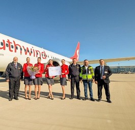 Southwind Airlines am BER: Die Airline ist mit Sonderflügen zur ITB nach Berlin gekommen.