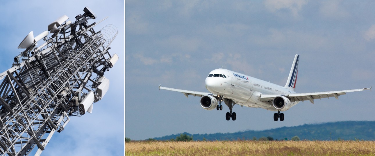 Sendemast und Flugzeug von Airbus France: Sicherheitswarnung.