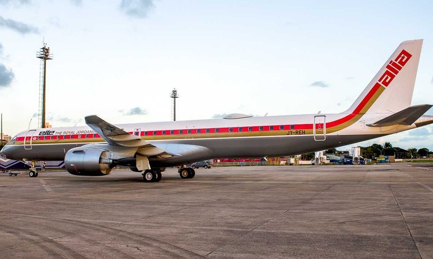 E195-E2 von Royal Jordanian: Das Flugzeug hat den Retro-Look aus den 1970er-Jahren.