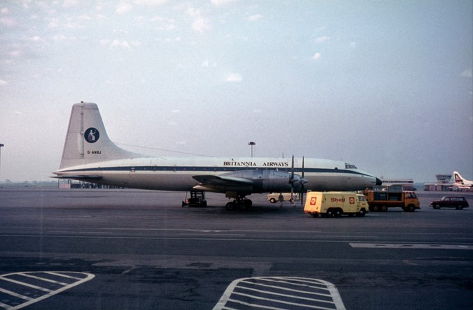 Eine Bristol Britannia der in Britannia Airways unbenannten Airline.