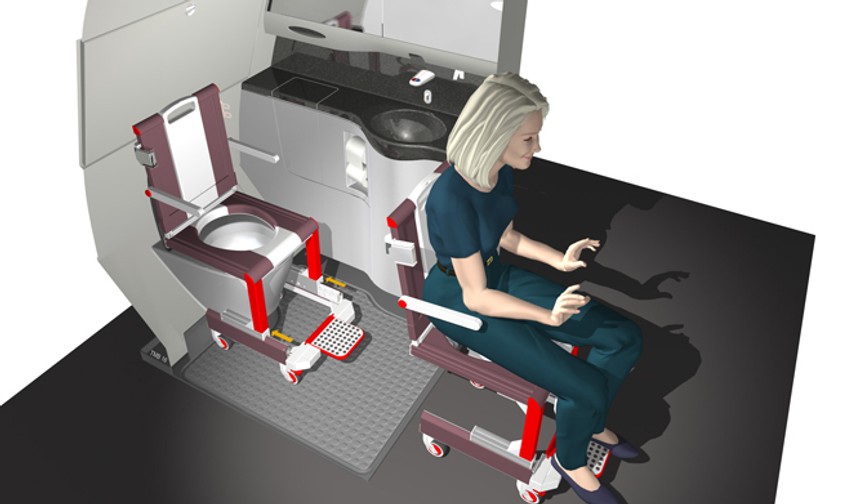 Das sind die Gewinner des Crystal Cabin Awards 2017: Die Hochschule für Angewandte Wissenschaften Hamburg siegte mit ihrem Konzept Smart Onboard Wheelchair in der Kategorie Universität. Der Rollstuhl kann dank eines speziell geformten Sitzes direkt über die Bordtoilette gerollt werden und ermöglicht es dem Passagier, unabhängig den Waschraum aufzusuchen.