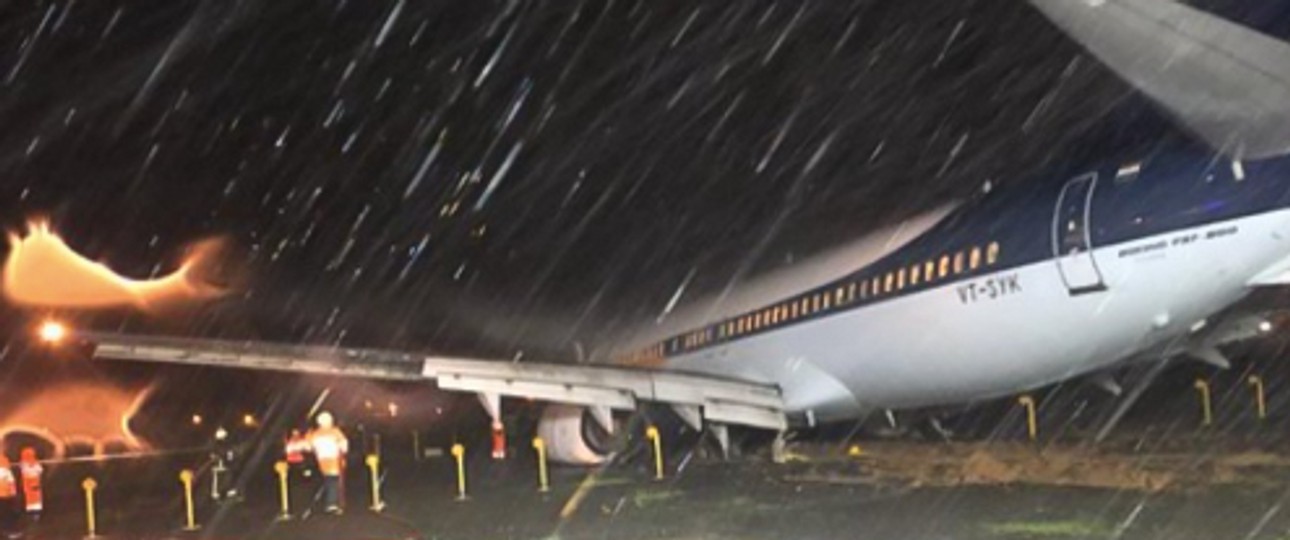 Von der Landebahn abgekommene Boeing 737-800 von Jet Airways in Mumbai: Zwei weitere Vorfälle innerhalb von nur zwei Tagen.