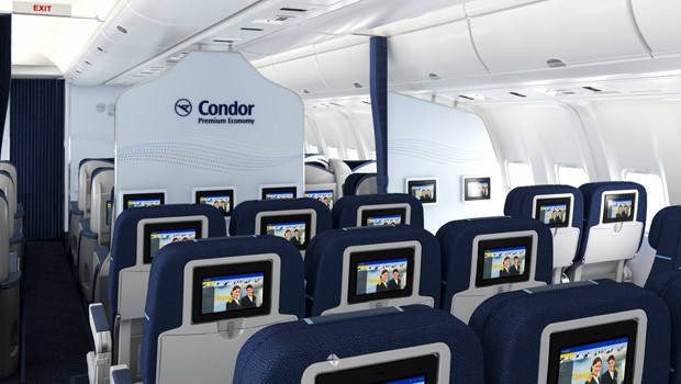 Die Sitze in der Premium Economy...