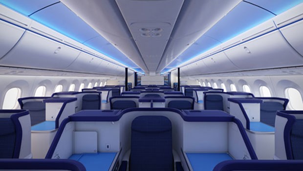 Die Kabine des Dreamliners ist 75 cm breiter als bei der Boeing 767.