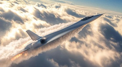  TMS-10 im Flug: Bei einem Erfolg soll ein Überschalljet für 15 Personen entstehen. 