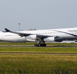 Der AIrbus A340 der iranischen Regierung: Soll zerstört worden sein.