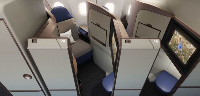 Das Produkt Aurora von Collins Aerospace: Die Sitze sind näher am Fenster angeordnet, was für mehr Platz sorgen soll.