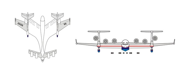 Skizze der Beriev Be-2500. Am Amphibienflugzeug wird seit Jahrzehnten gearbeitet.