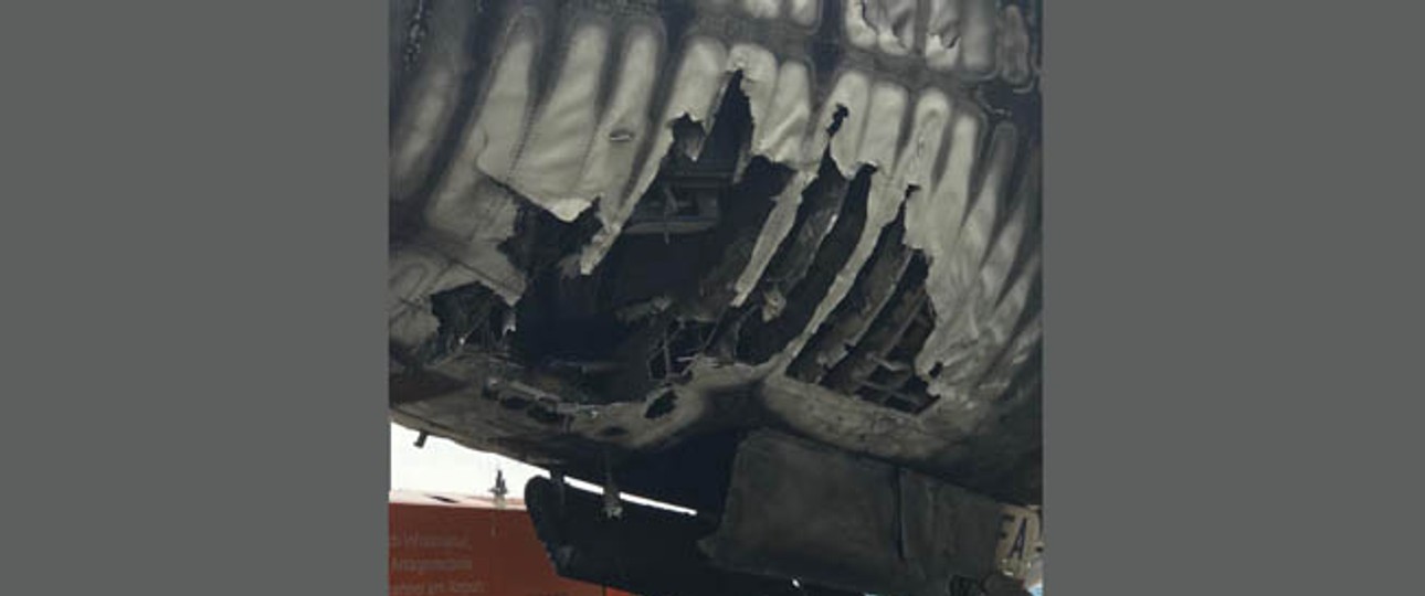 Der Anblick danach: Nach dem Brand am 11. Juni 2018 zeigen sich am Airbus A340-300...