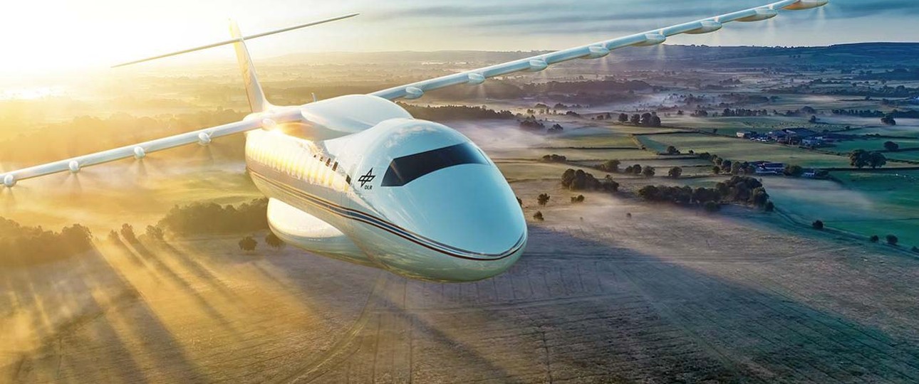 Konzeptgrafik eines hybriden Flugzeuges: Sehen so die Passagierflieger der Zukunft aus?