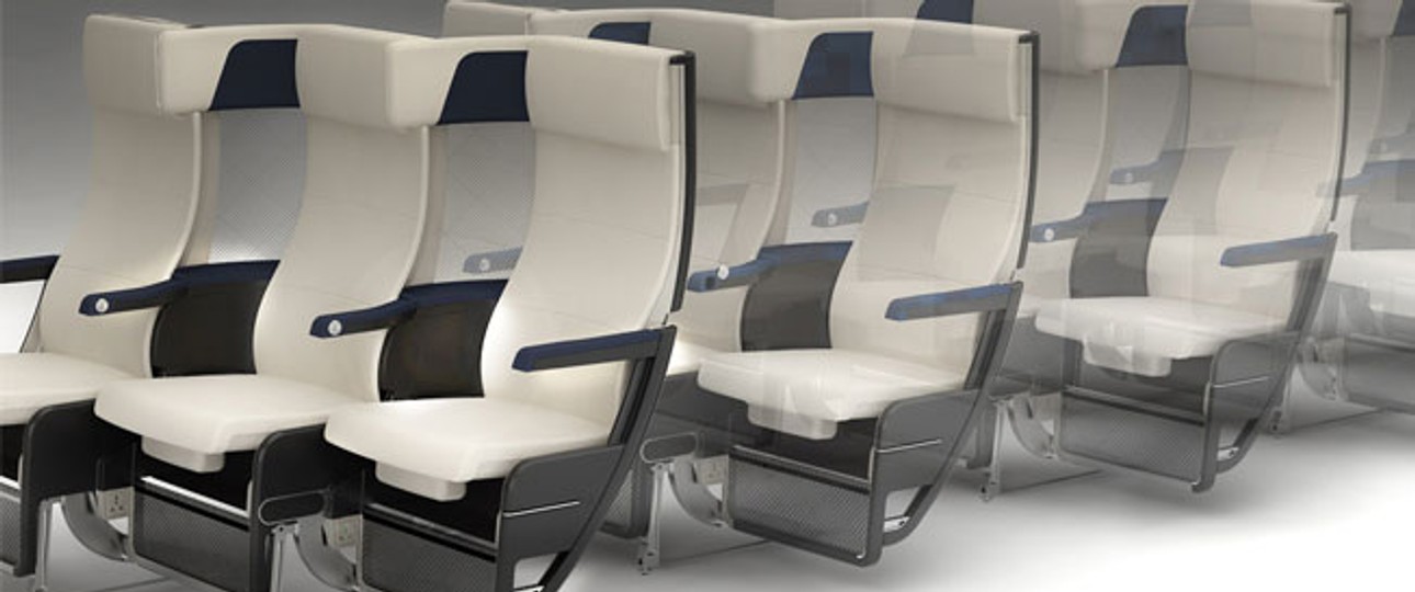 Der neue Sitz Cozy Suite: er ist versetzt und dadurch platzsparend: und soll so für Passagiere und Airlines vorteilhaft sein.