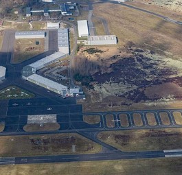 Flugplatz Schönhagen aus der Luft: Der Flugplatz bei Berlin ist der größte Verkehrslandeplatz Ostdeutschlands.