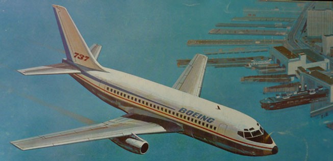 <strong>Das Baby:</strong> Bis zur 737 hatte Boeing nur große Flugzeuge hergestellt. Das 28.7 Meter lange Flugzeug wirkte neben den anderen Modellen 727 (40,6 Meter) und 707 (44,2 Meter) wie ein Zwerg. Daher bekam es den Übernamen Baby-Boeing.