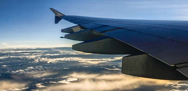 Tagesanbruch auf dem Flug Frankfurt -  Johannesburg.
