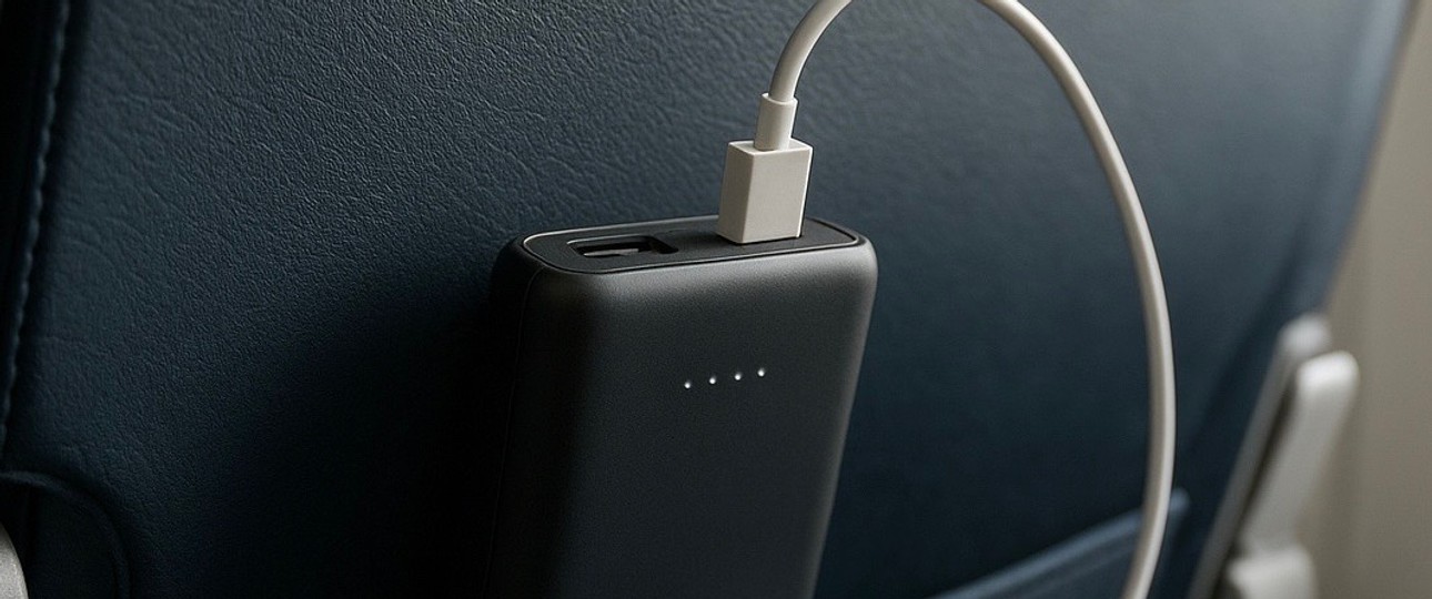 Powerbank im Flugzeug: Heikel.