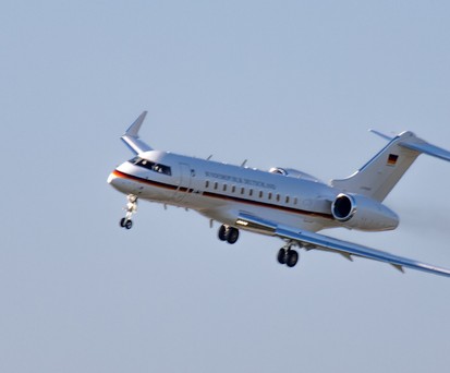 Vor der Landung hatte die Bombardier Global 5000 Probleme.