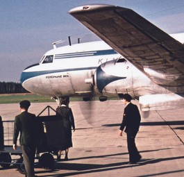 Eine Convair 340 von KLM am Flughafen Nürnberg: Hier zu sehen im Gründungsjahr des neuen Flughafens,  1955.