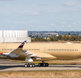 Aeroflot's first Airbus A350-900. Most of it still features basic colours.