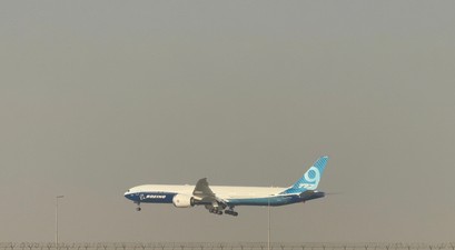 Die Landung der Boeing 777X nach der Vorführung: Eindrückliche Manöver.