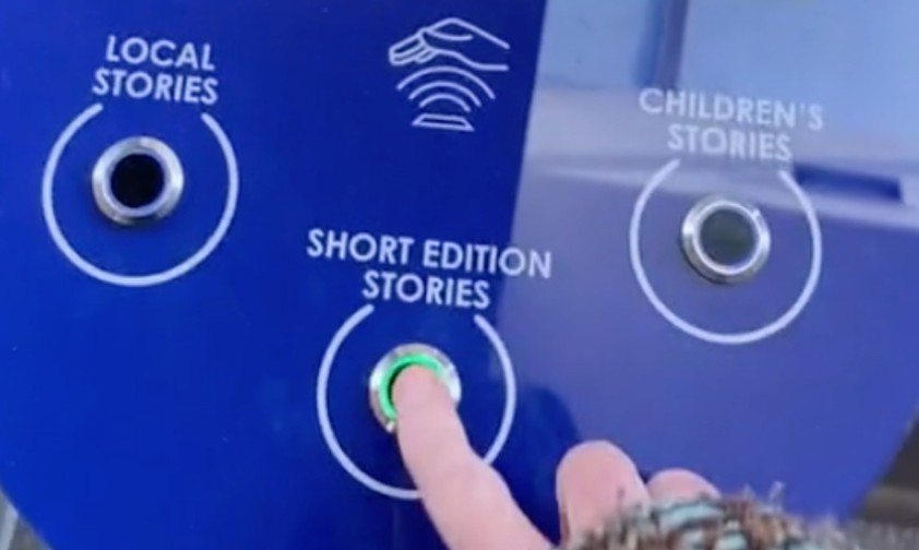 Drei Knöpfe zur Auswahl: Geschichte wird gedruckt.