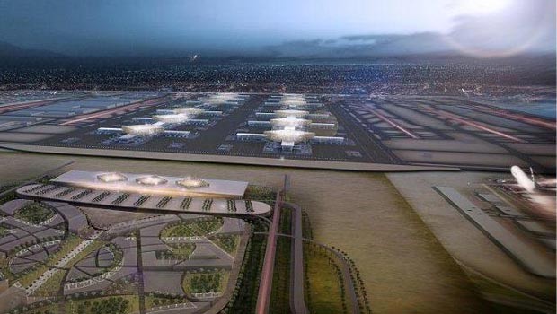 Der Airport verfügt im Endausbau im Jahr 2050 über fünf Start- und Landebahnen und Platz für 200 Millionen Passagiere.