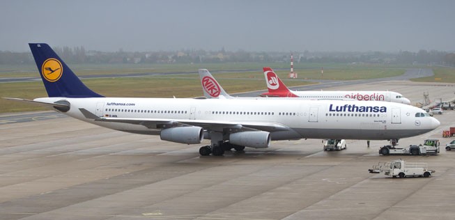 Lufthansa kam mit einem Airbus A340-300 aus Frankfurt.